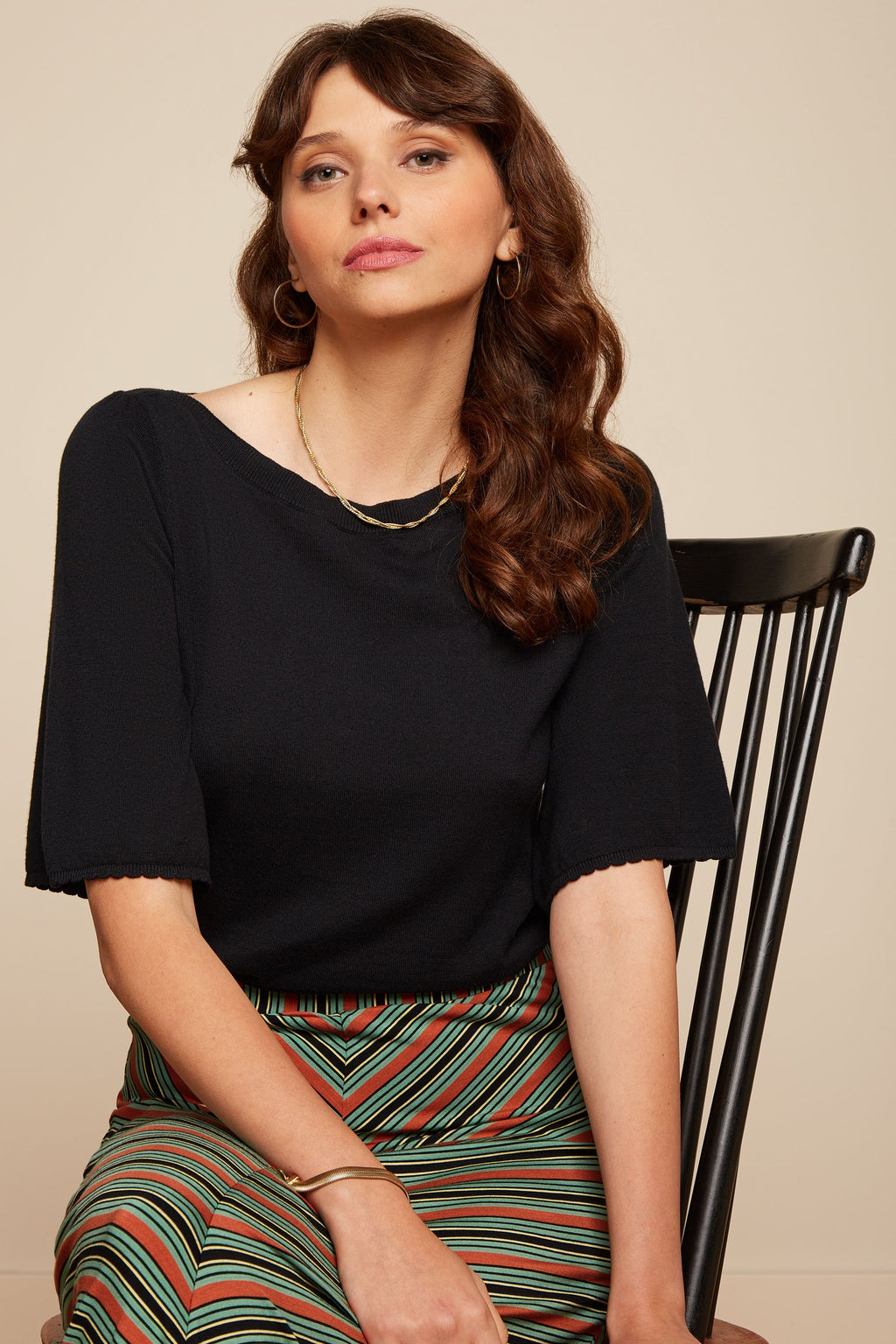 Blouses korte mouw zwart King Louie