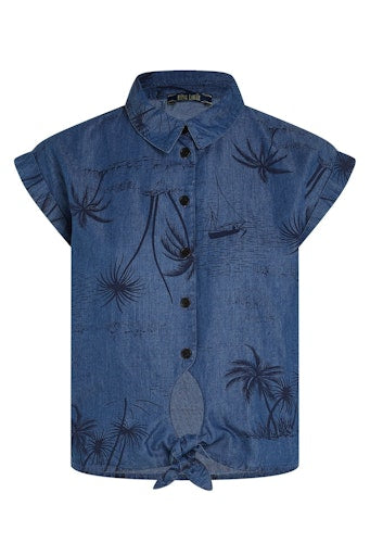 Blouses korte mouw blauw King Louie