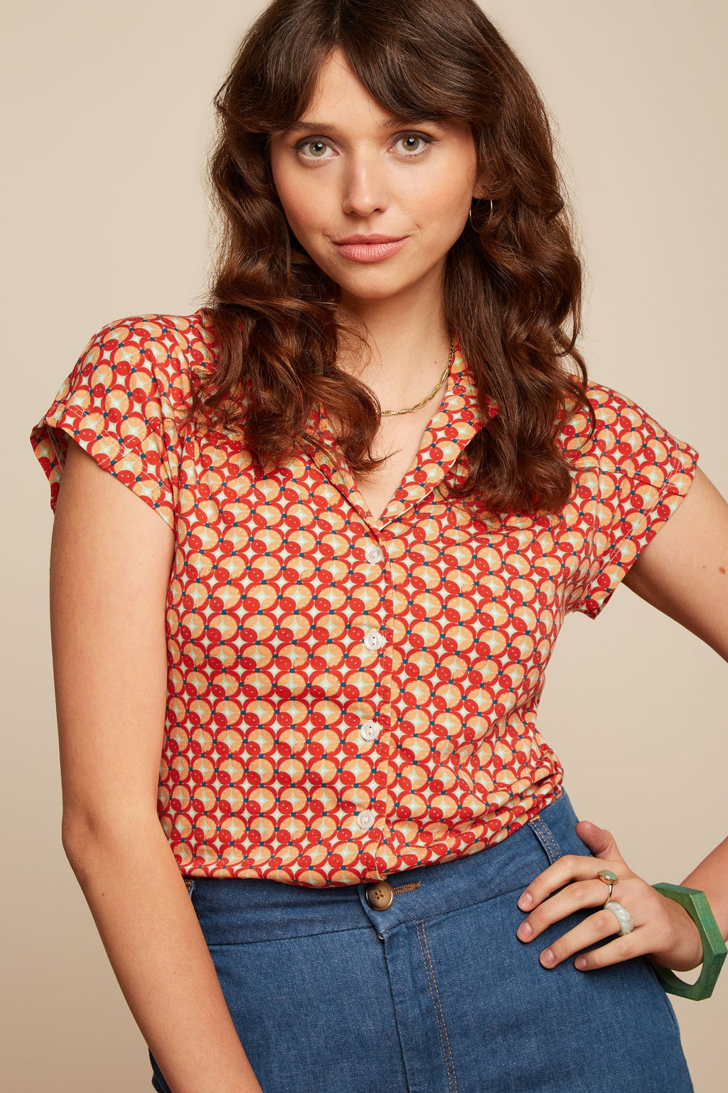 Blouses korte mouw rood King Louie