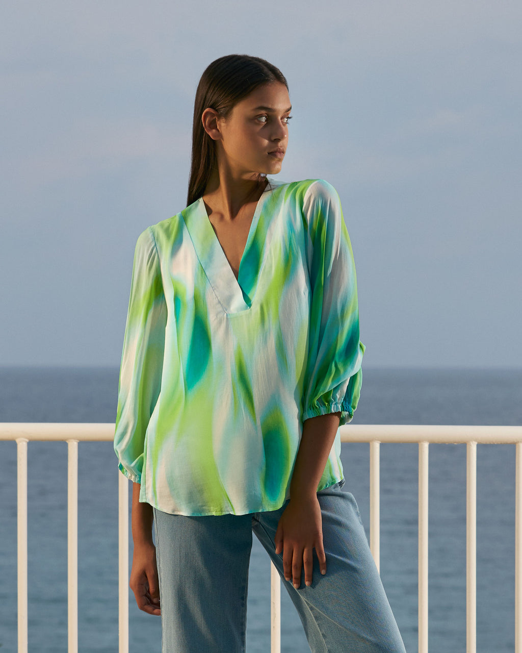 Blouses korte mouw groen Senso