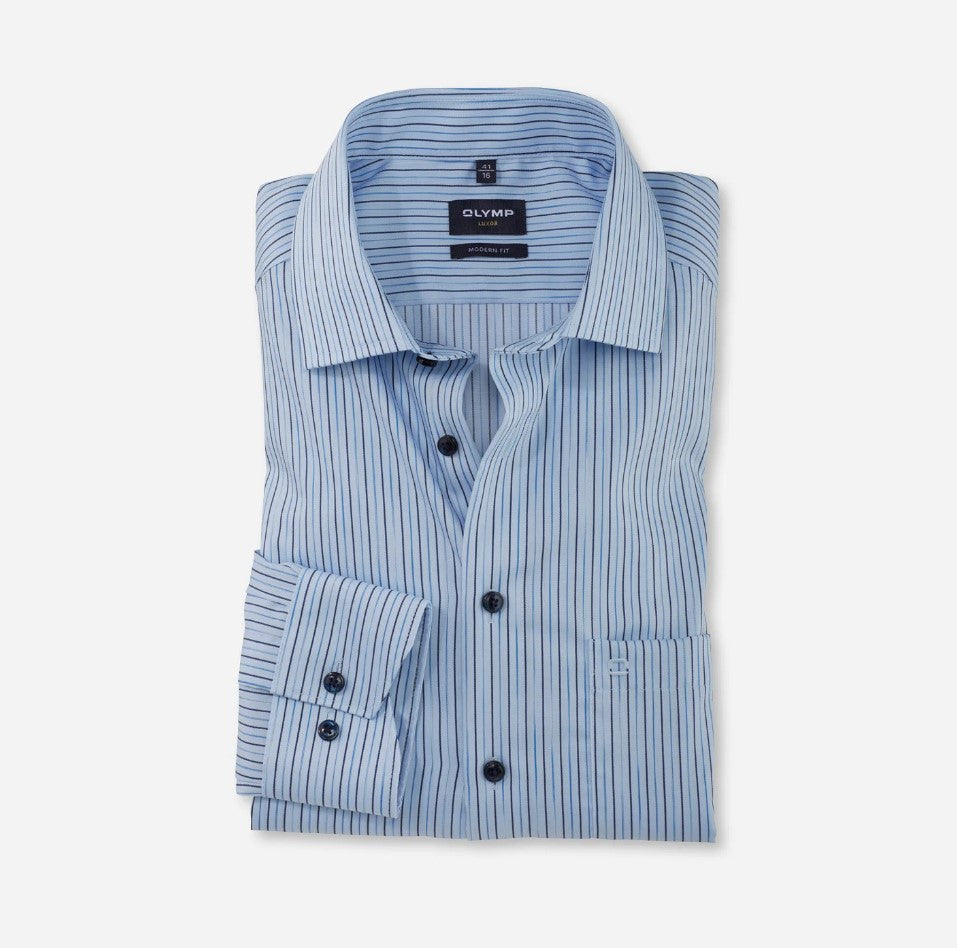 Hemden lange mouw blauw OLYMP