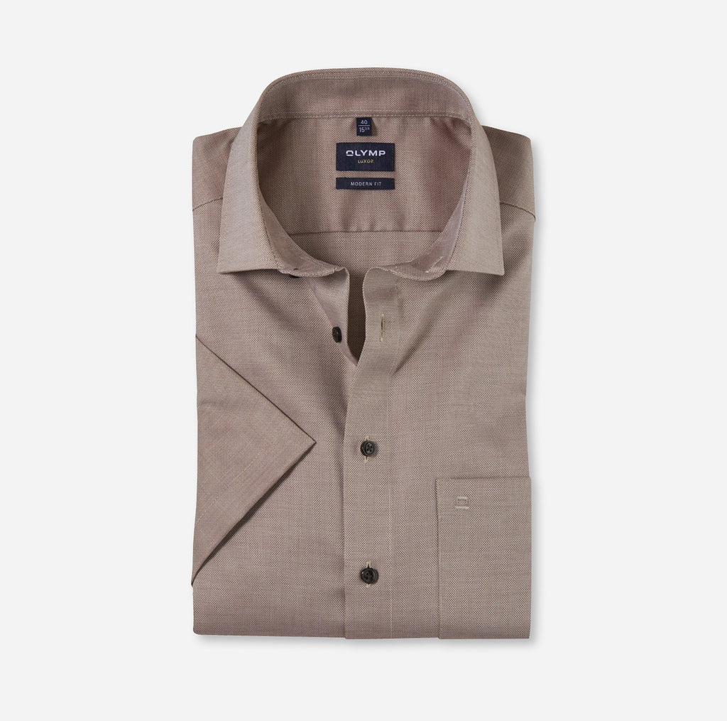 Hemden korte mouw beige OLYMP