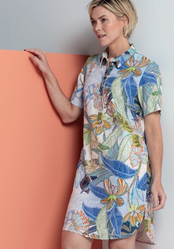 Jurken korte mouw blauw Bianca