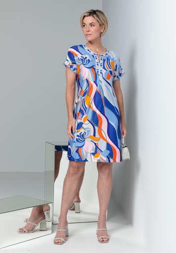 Jurken korte mouw blauw Bianca