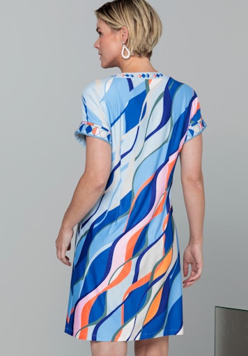 Jurken korte mouw blauw Bianca