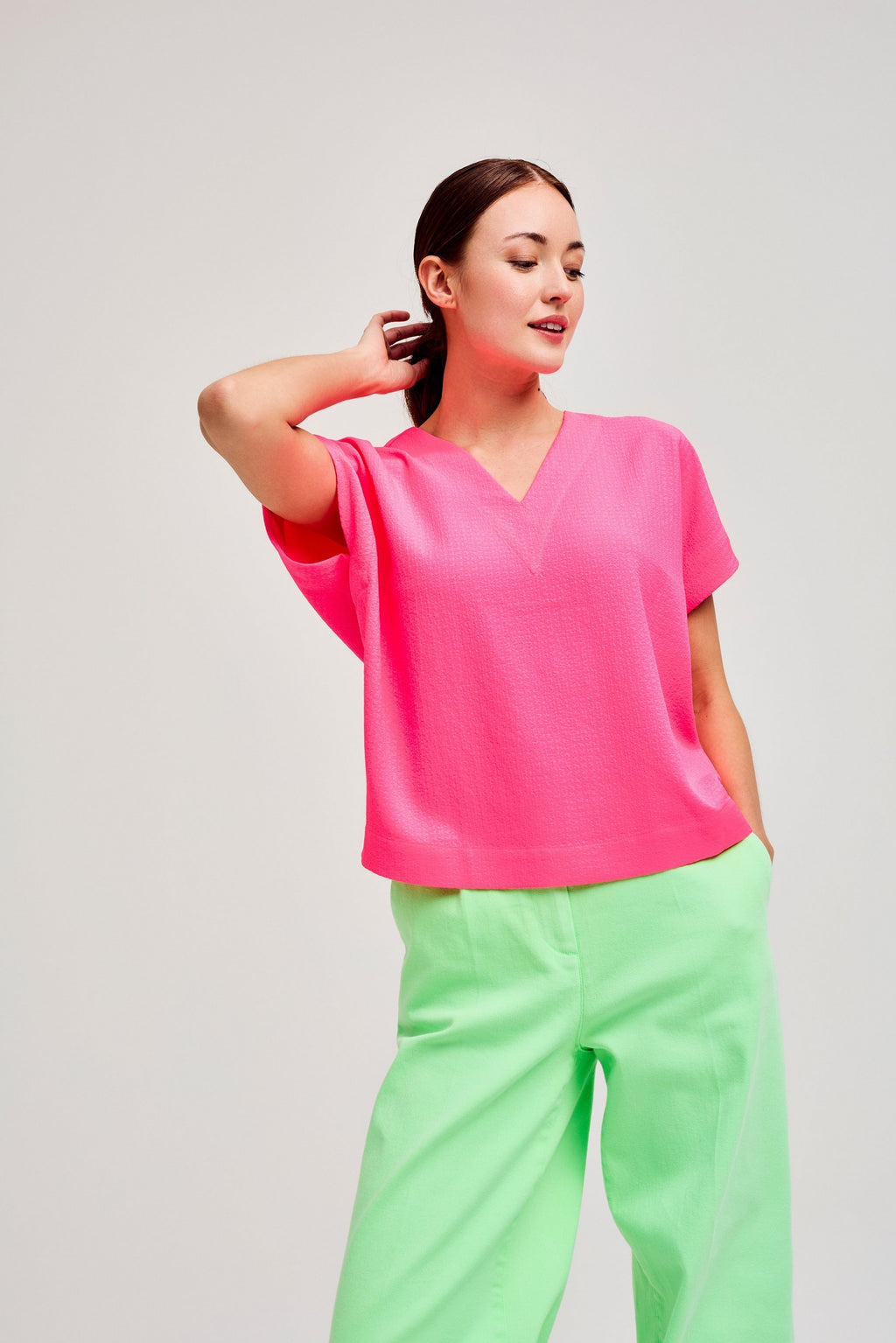 Blouses korte mouw roze CKS