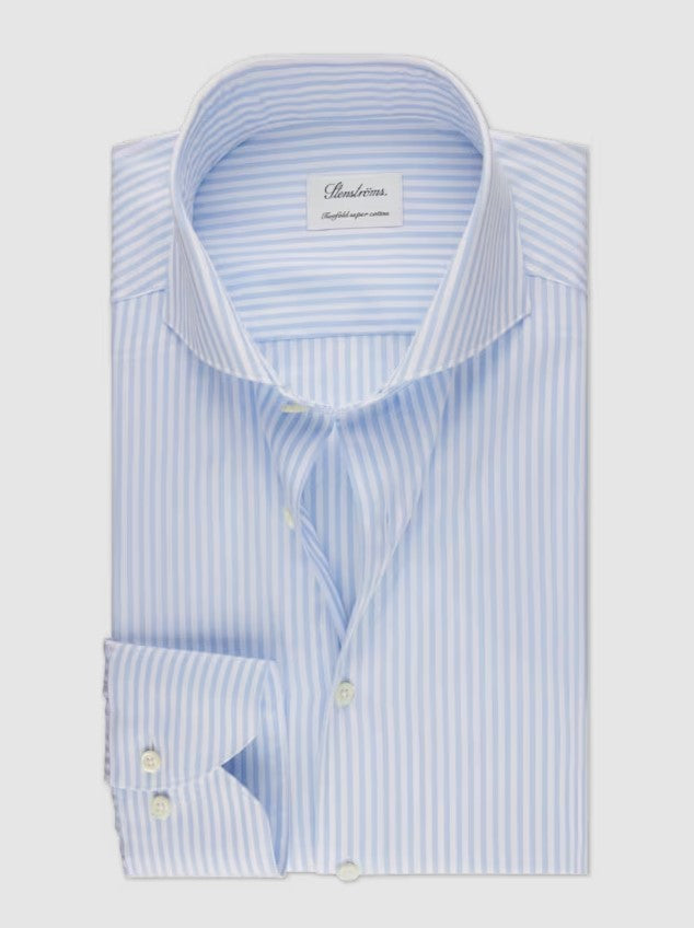 Hemden lange mouw blauw Stenströms