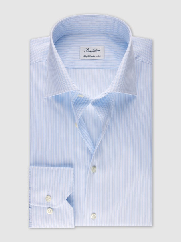 Hemden lange mouw blauw Stenströms