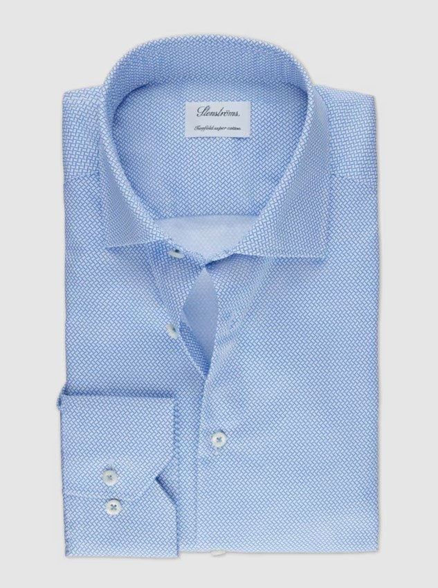 Hemden lange mouw blauw Stenströms