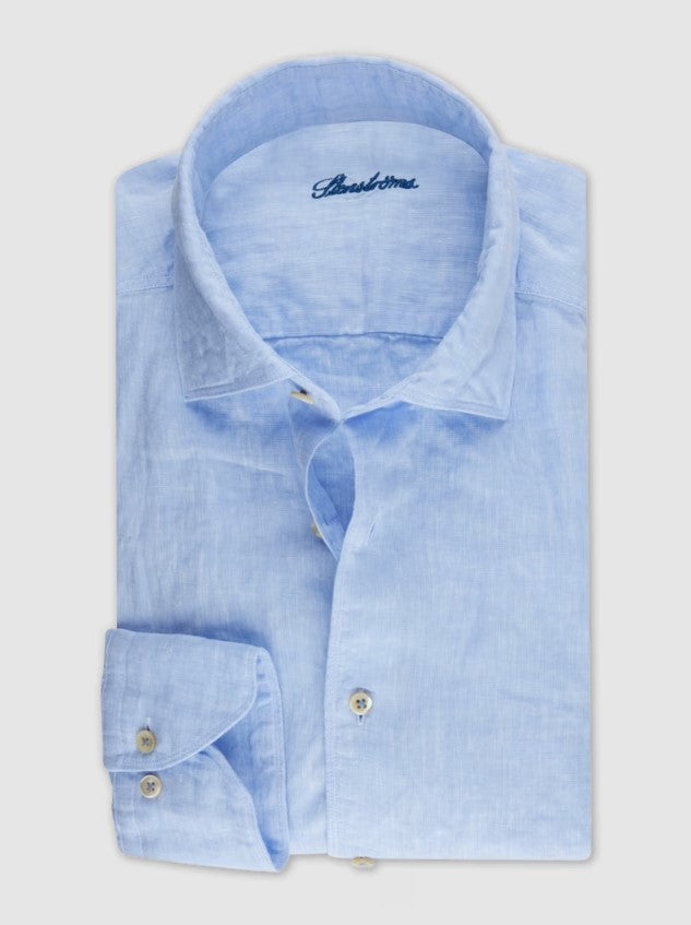 Hemden lange mouw blauw Stenströms