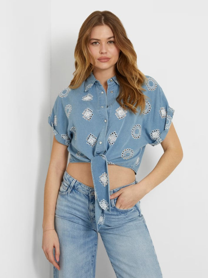 Blouses korte mouw blauw Guess