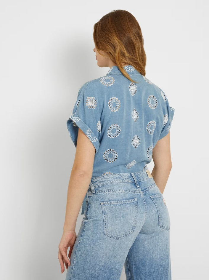 Blouses korte mouw blauw Guess