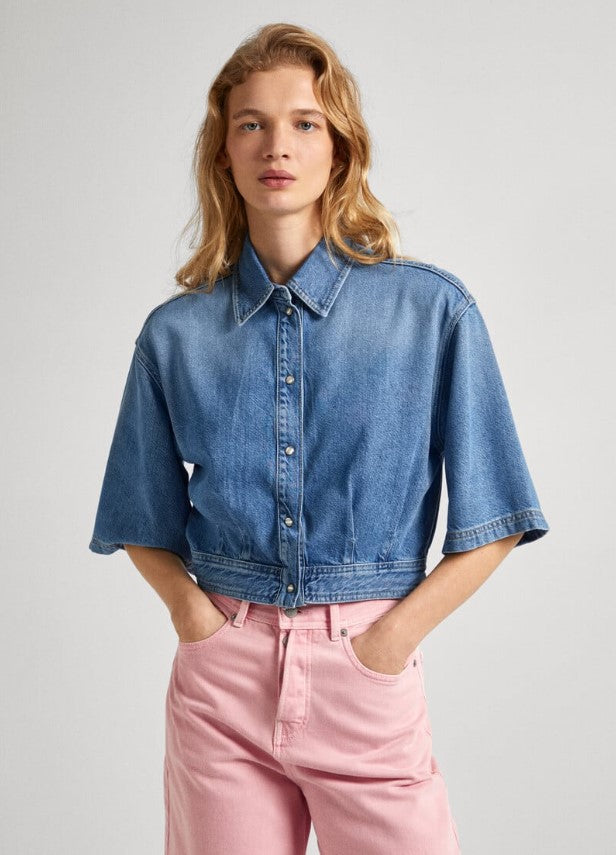 Blouses korte mouw blauw Pepe Jeans