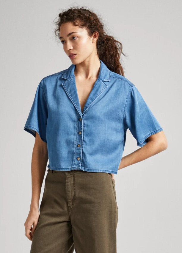 Blouses korte mouw blauw Pepe Jeans