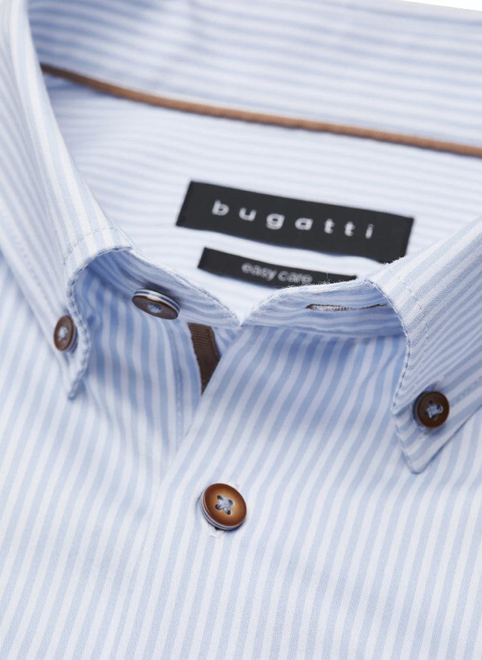 Hemden lange mouw blauw Bugatti