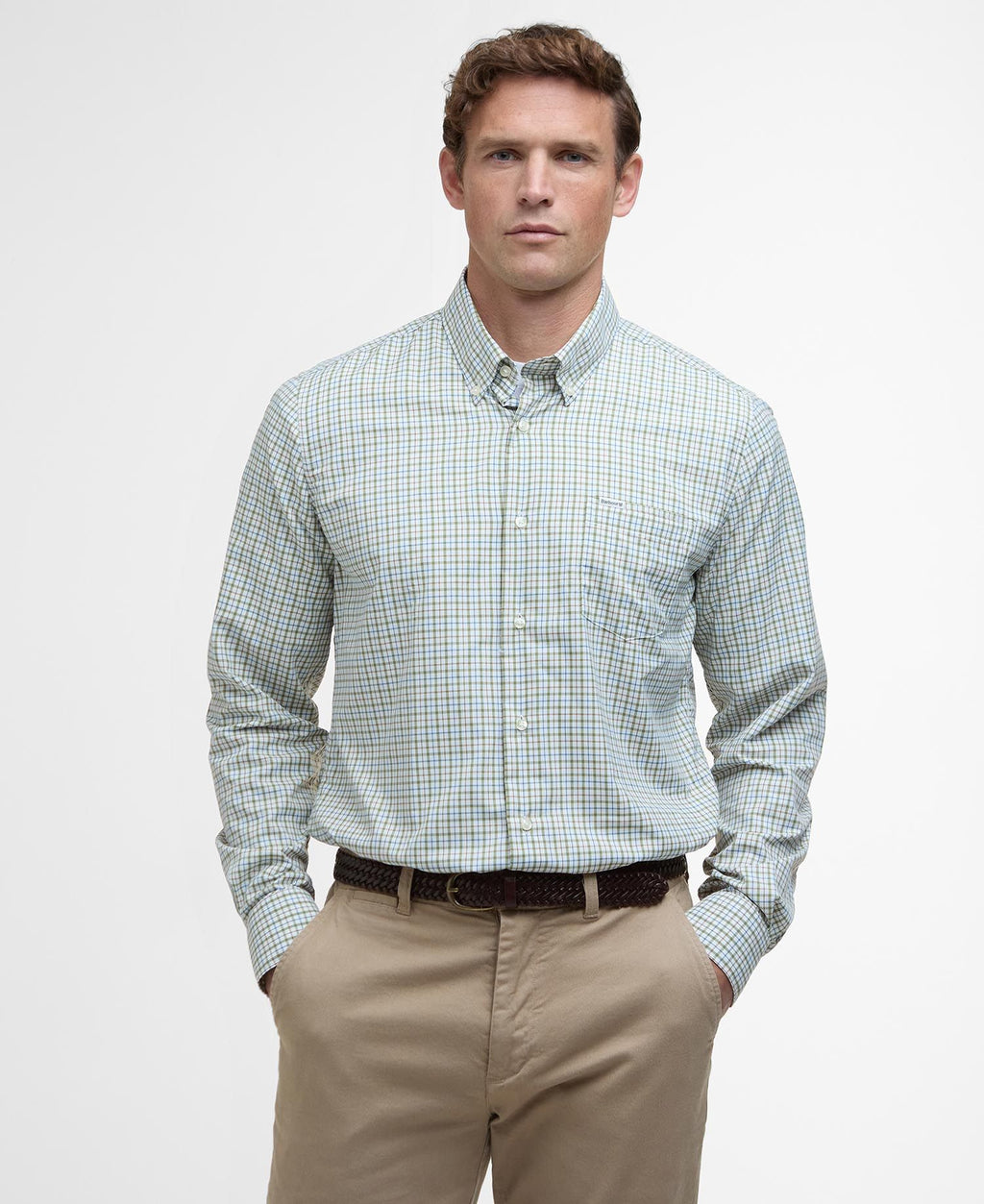 Hemden lange mouw groen Barbour