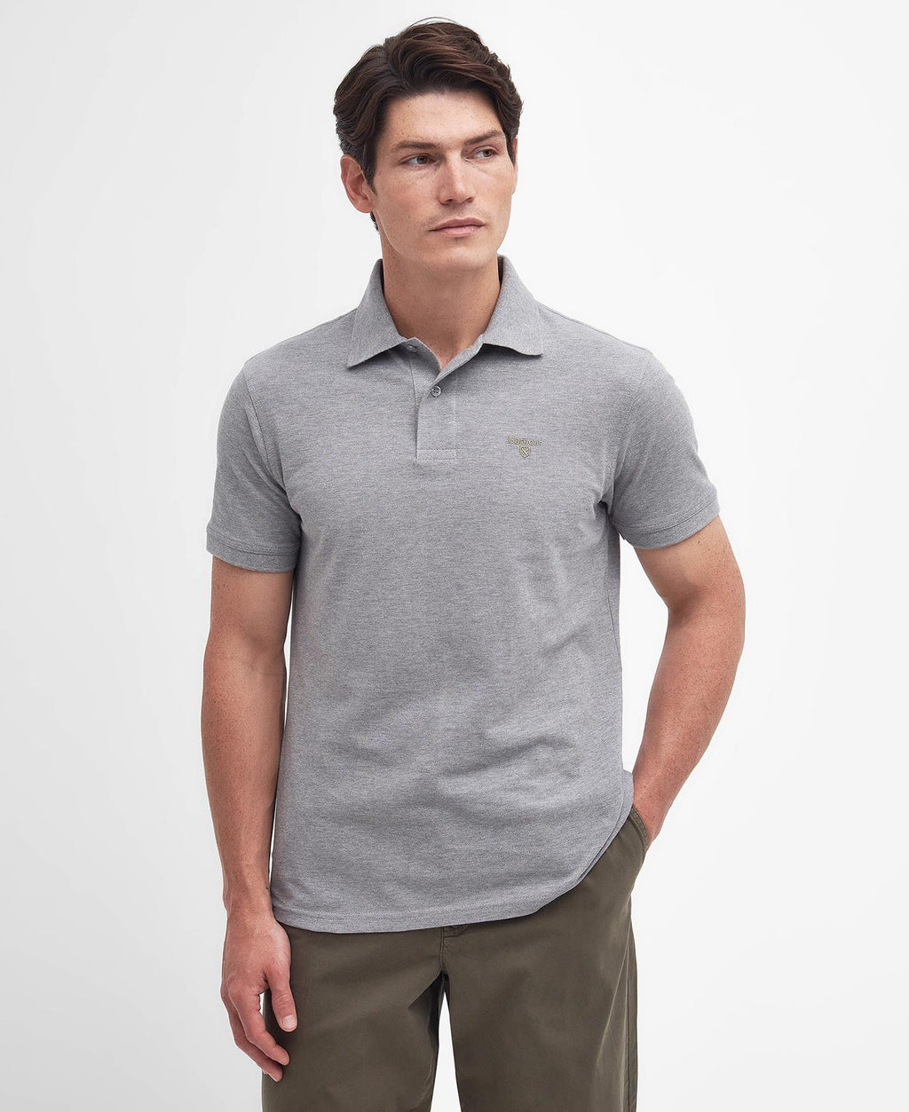 Polo's korte mouw grijs Barbour