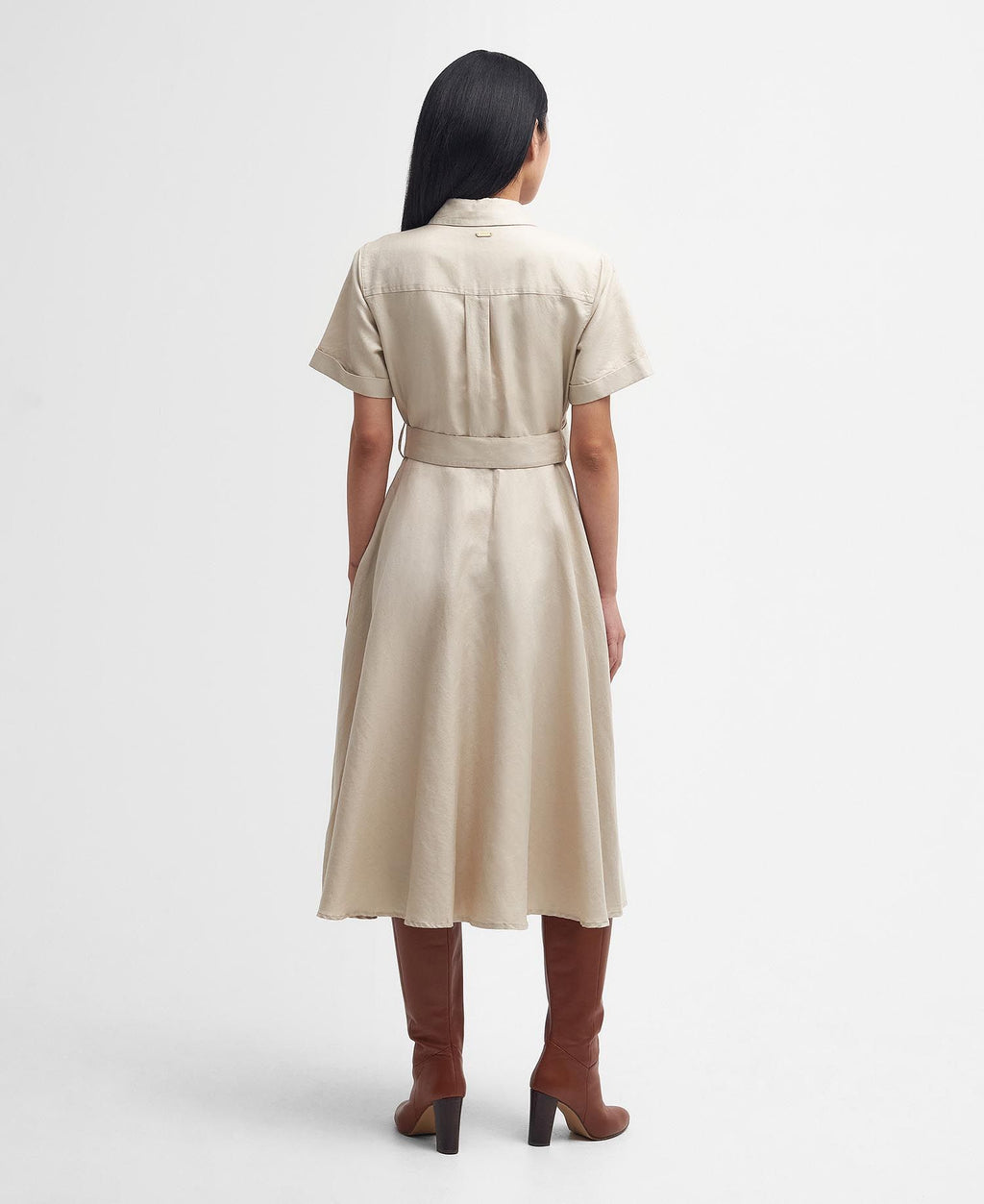 Jurken korte mouw beige Barbour
