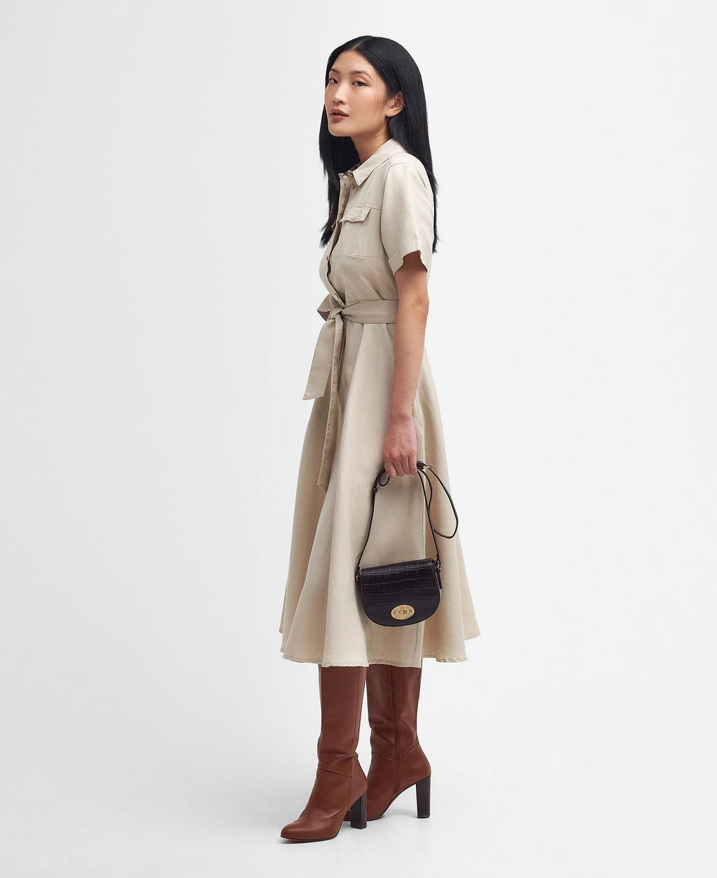 Jurken korte mouw beige Barbour