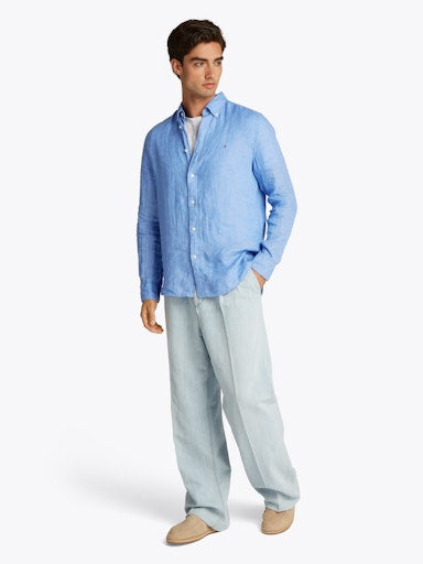 Hemden lange mouw blauw Tommy Hilfiger