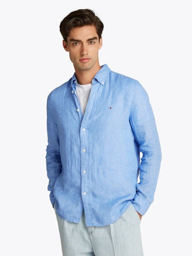 Hemden lange mouw blauw Tommy Hilfiger