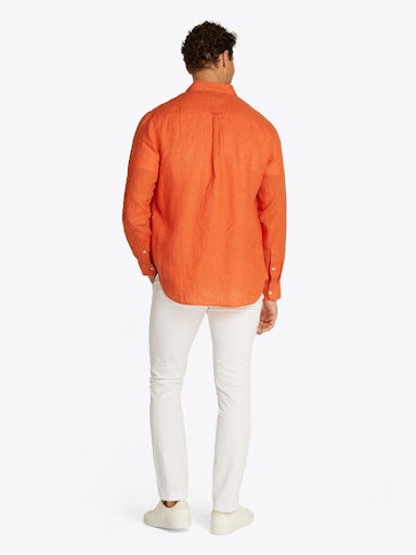 Hemden lange mouw oranje Tommy Hilfiger