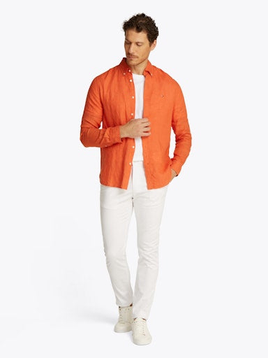 Hemden lange mouw oranje Tommy Hilfiger