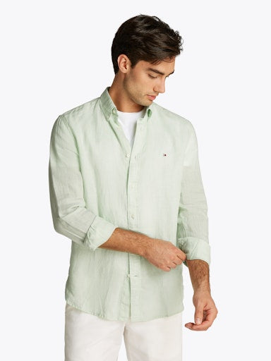 Hemden lange mouw groen Tommy Hilfiger