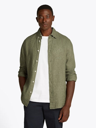 Hemden lange mouw groen Tommy Hilfiger