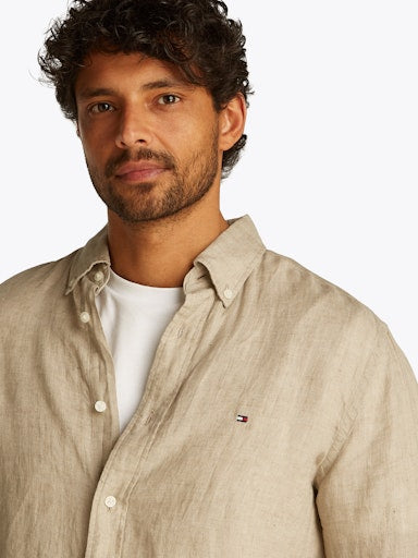 Hemden lange mouw bruin Tommy Hilfiger