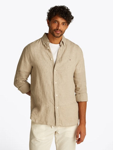 Hemden lange mouw bruin Tommy Hilfiger