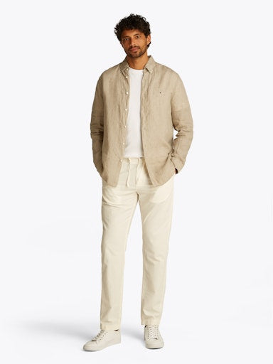 Hemden lange mouw bruin Tommy Hilfiger