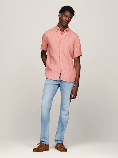 Hemden korte mouw rood Tommy Hilfiger
