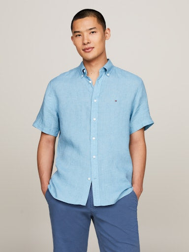 Hemden korte mouw blauw Tommy Hilfiger