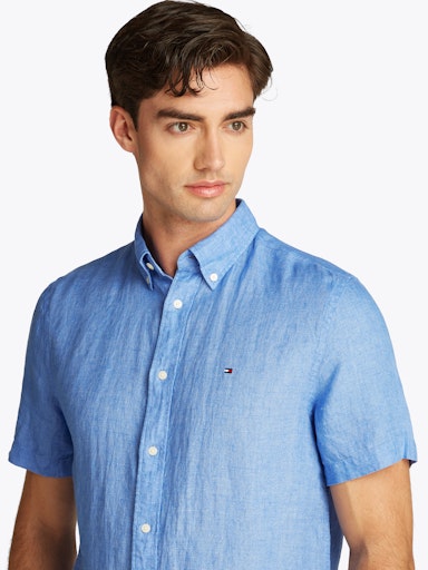 Hemden korte mouw blauw Tommy Hilfiger