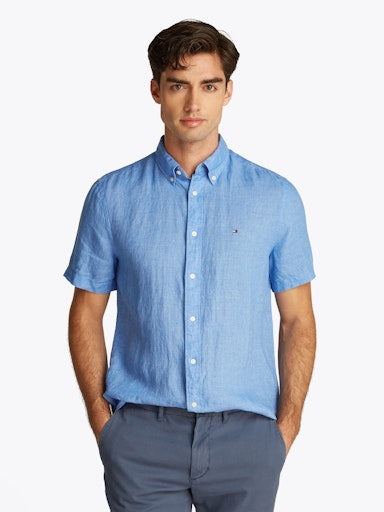Hemden korte mouw blauw Tommy Hilfiger