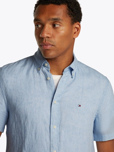 Hemden korte mouw blauw Tommy Hilfiger