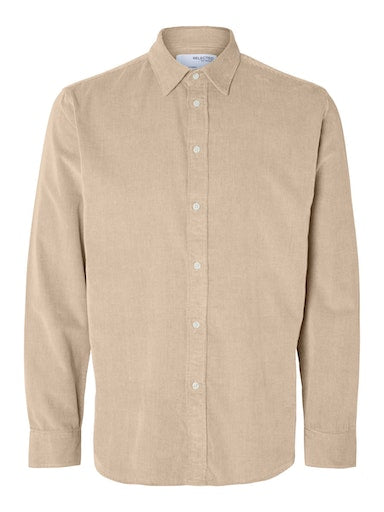 Hemden lange mouw beige Selected HOMME