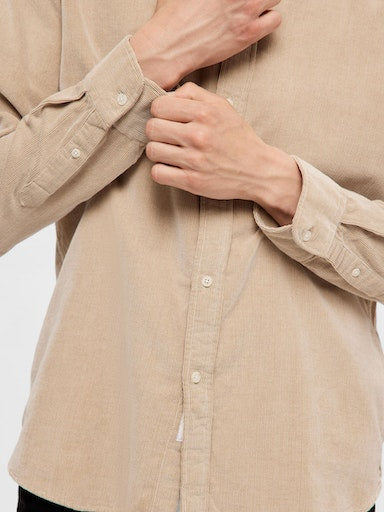 Hemden lange mouw beige Selected HOMME