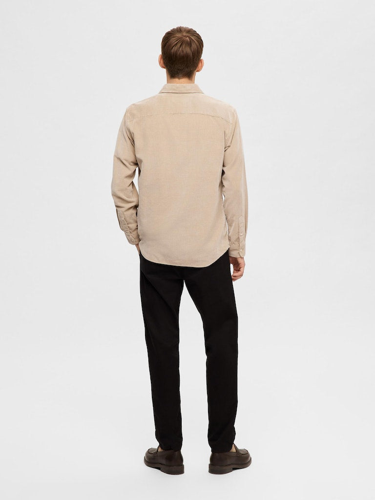 Hemden lange mouw beige Selected HOMME