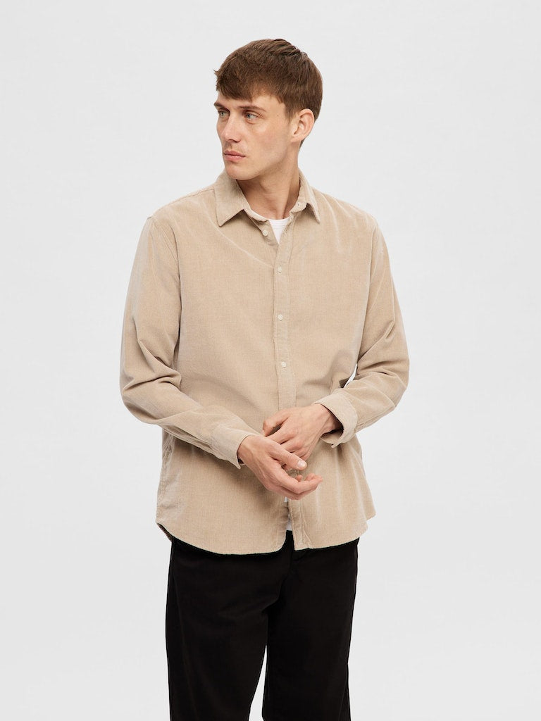 Hemden lange mouw beige Selected HOMME
