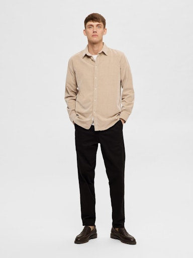 Hemden lange mouw beige Selected HOMME