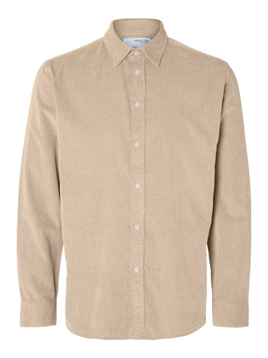 Hemden lange mouw beige Selected HOMME