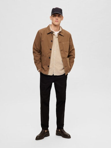 Hemden lange mouw beige Selected HOMME