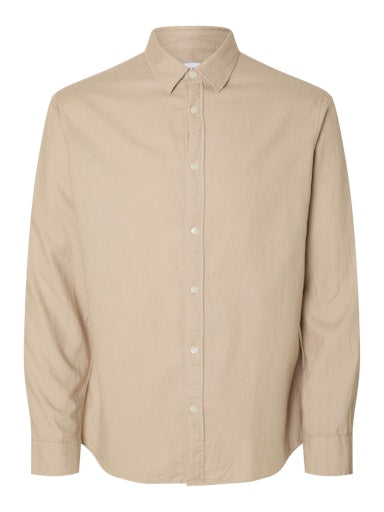 Hemden lange mouw beige Selected HOMME