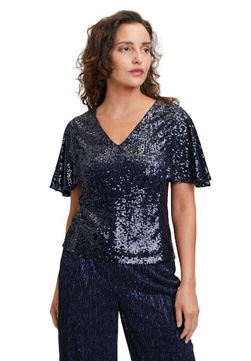 Blouses korte mouw blauw Vera Mont