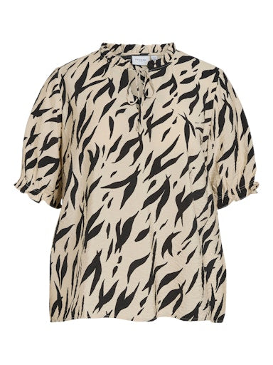 Blouses korte mouw bruin EVOKED VILA