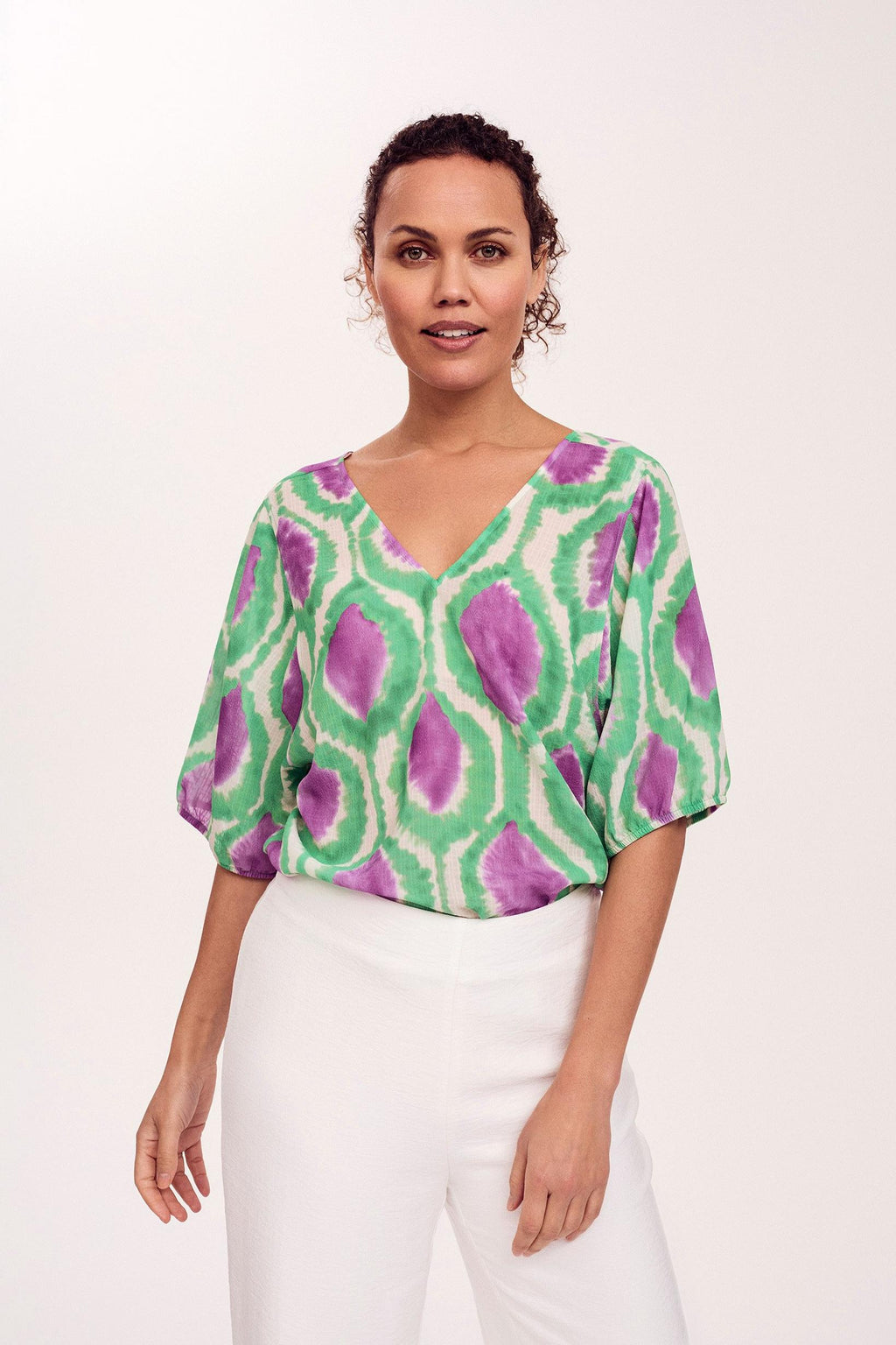 Blouses korte mouw blauw Améline