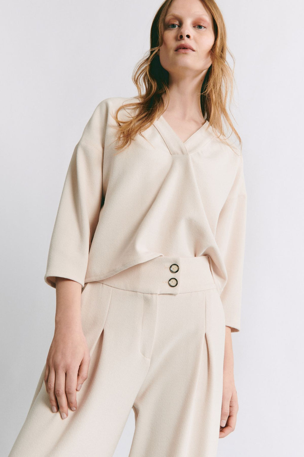 Blouses lange mouw beige Julia June