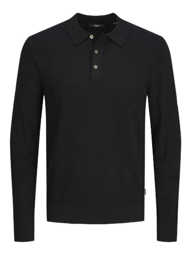 Polo's lange mouw zwart JACK & JONES